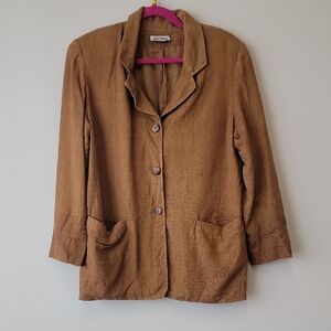 VTG Silk Tan Blazer with Notched Lapel